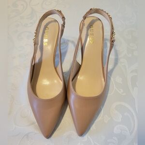 GUESS Women's Tan Slingback Heels